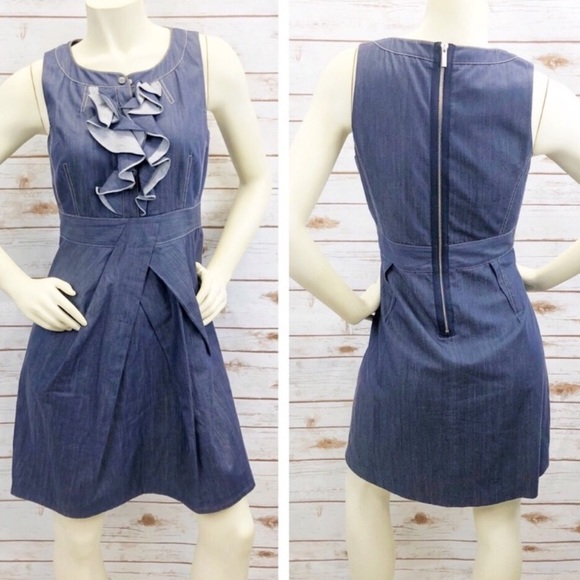 Karen Millen Dresses & Skirts - Karen Millen Chambray Denim Ruffle Dress